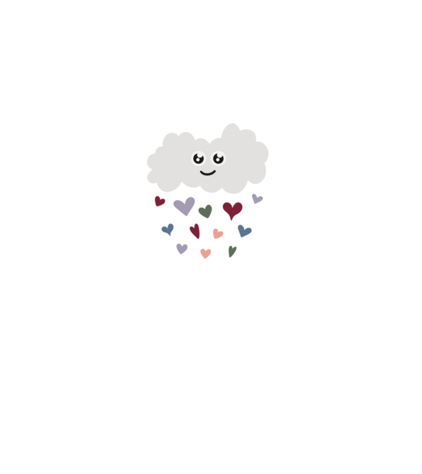 Cloud Hearts - Felhő szívek minta fekete pólón