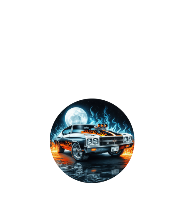 Muscle Car - Izomautó minta fehér pólón