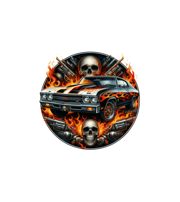 Muscle Car - Izomautó minta fehér pólón