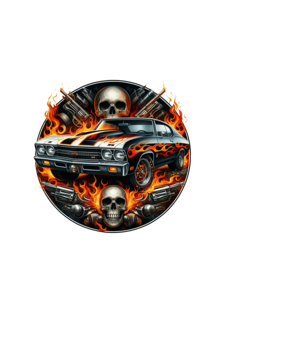 Muscle Car - Izomautó minta fekete pólón