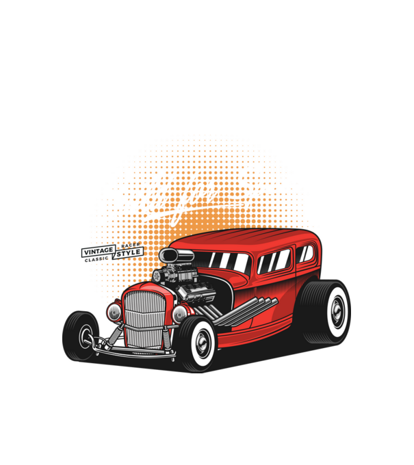 Hot Rod minta fehér pólón