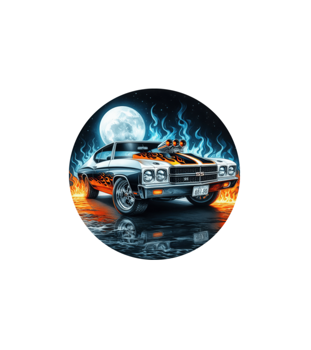 Muscle Car - Izomautó minta fehér pólón