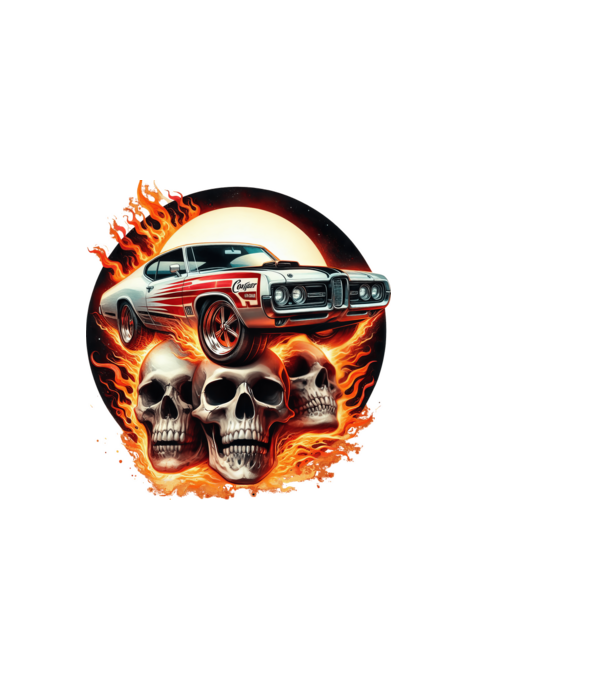 Muscle Car - Izomautó minta fekete pólón
