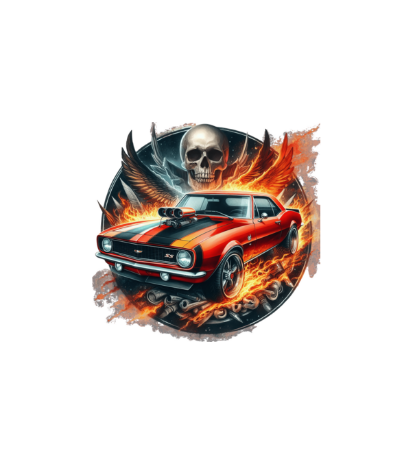 Muscle Car - Izomautó minta fehér pólón