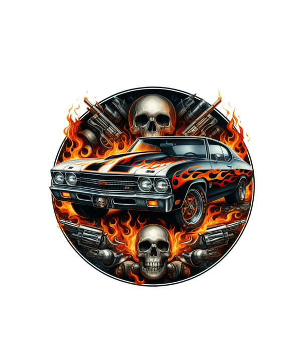 Muscle Car - Izomautó minta fehér pólón
