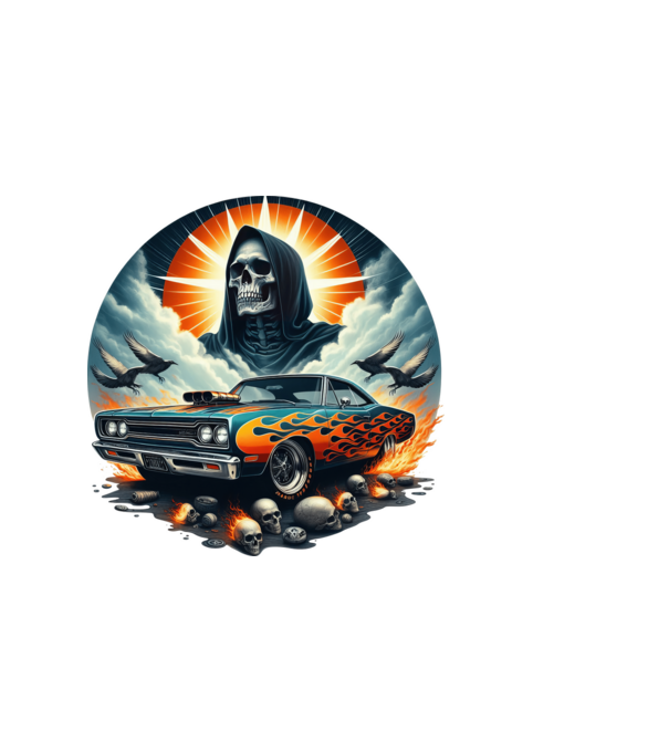 Muscle Car - Izomautó minta fekete pólón