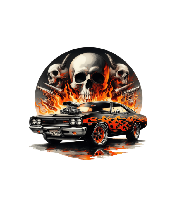 Muscle Car - Izomautó minta fehér pólón