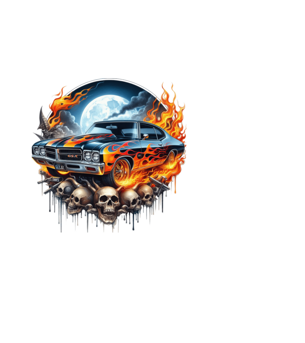 Muscle Car - Izomautó minta fekete pólón