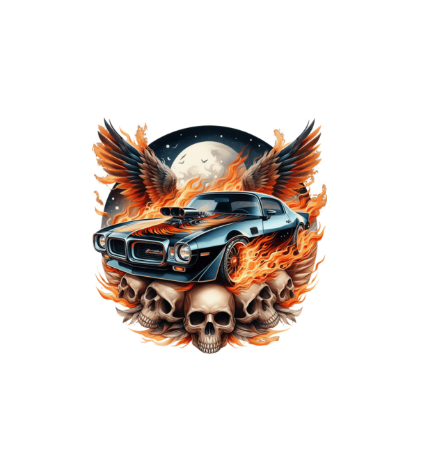 Muscle Car - Izomautó minta fehér pólón
