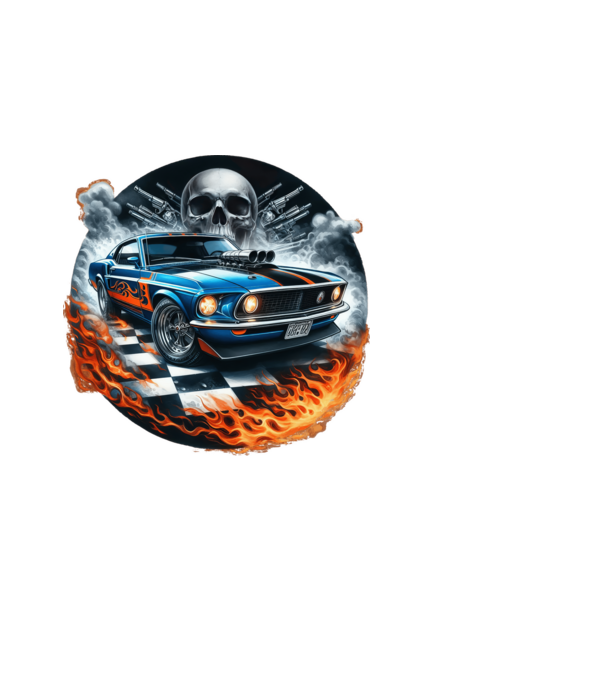 Muscle Car - Izomautó minta fekete pólón