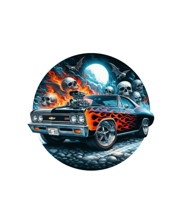Muscle Car - Izomautó minta fehér pólón