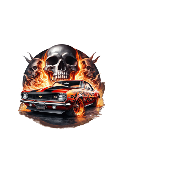 Muscle Car - Izomautó minta fekete pólón