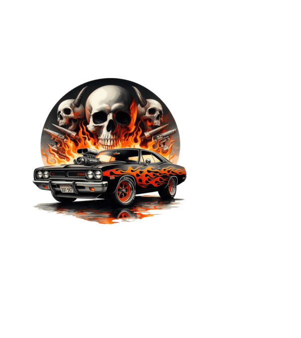 Muscle Car - Izomautó minta fekete pólón