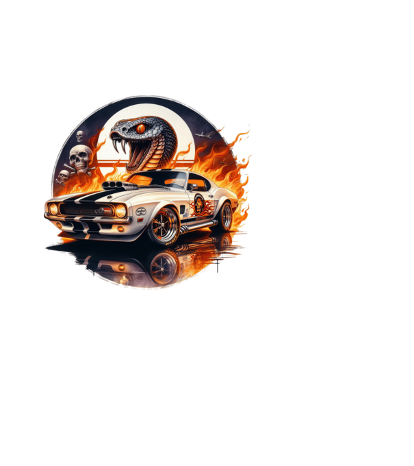 Muscle Car - Izomautó minta fehér pólón