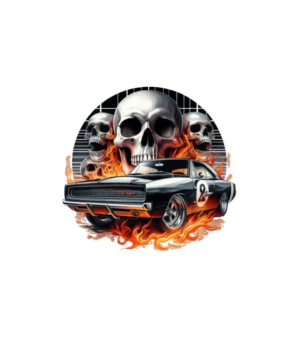 Muscle Car - Izomautó minta fehér pólón