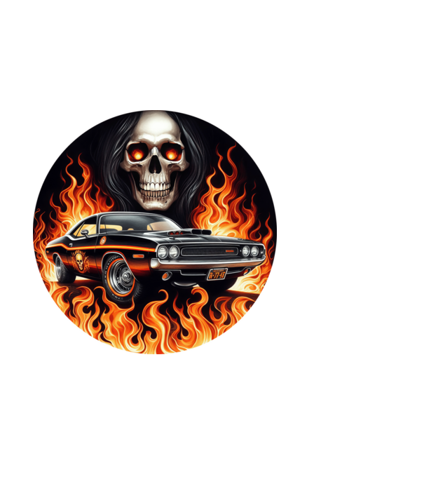 Muscle Car - Izomautó minta fekete pólón