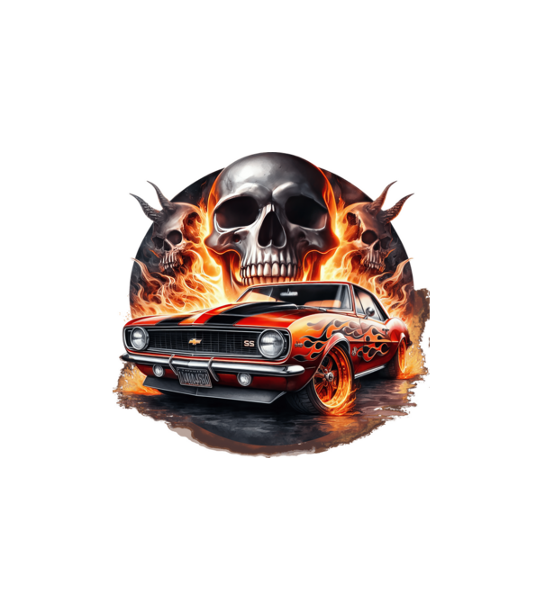 Muscle Car - Izomautó minta fehér pólón