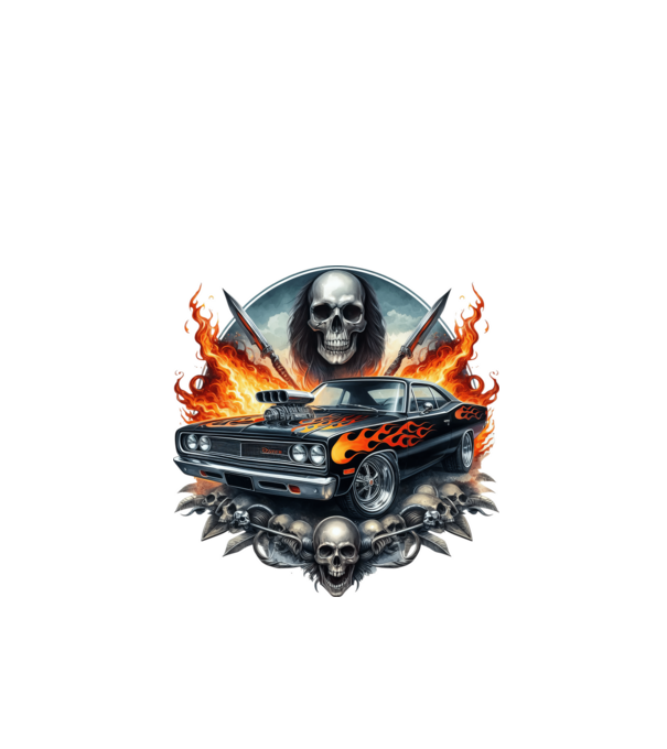 Muscle Car - Izomautó minta fekete pólón