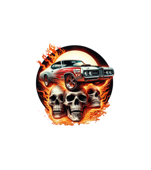 Muscle Car - Izomautó minta fehér pólón