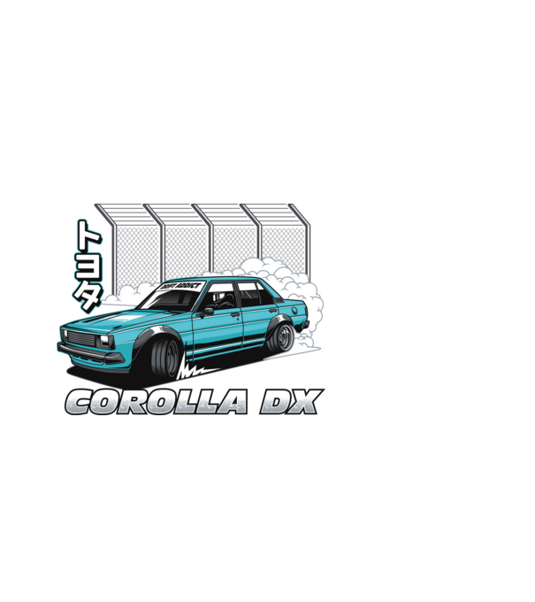 Toyota Corolla E70 minta fehér pólón
