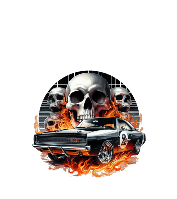 Muscle Car - Izomautó minta fekete pólón