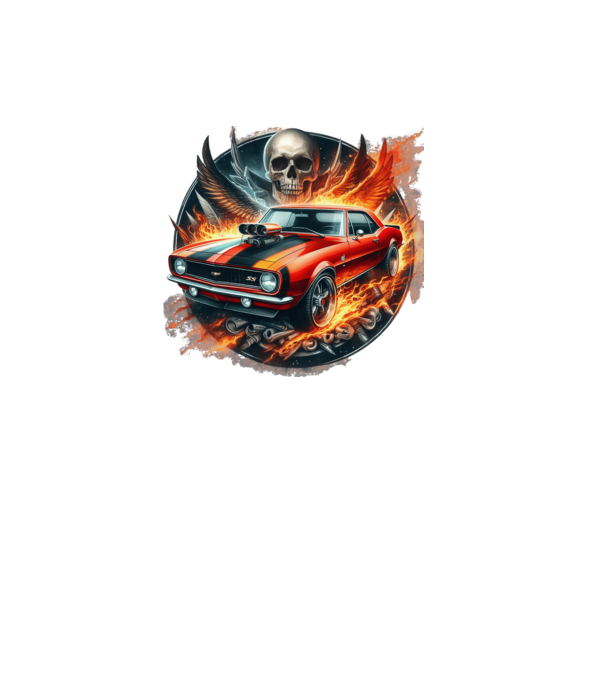 Muscle Car - Izomautó minta fekete pólón