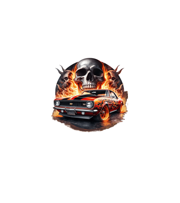Muscle Car - Izomautó minta fekete pólón