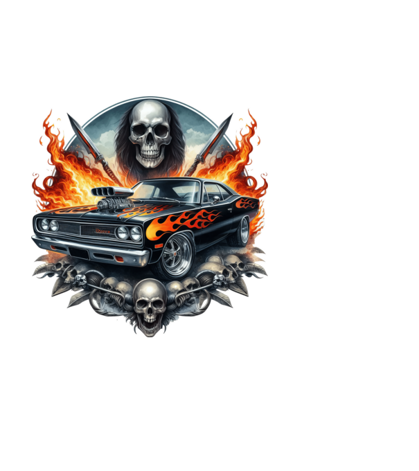 Muscle Car - Izomautó minta fehér pólón