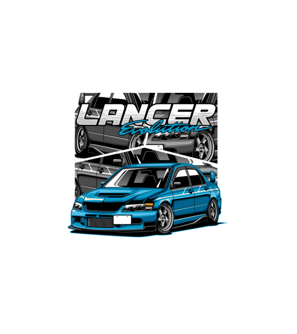 Mitsubishi Lancer Evo minta fehér pólón
