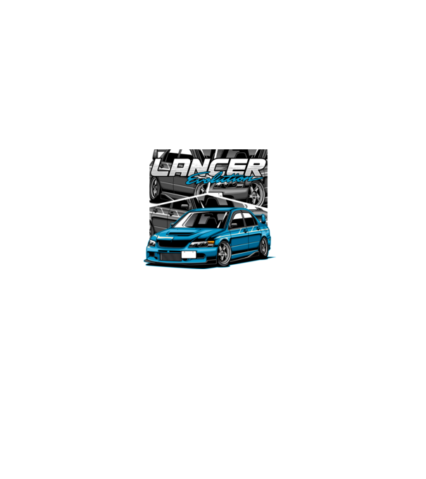 Mitsubishi Lancer Evo minta farmerkék pólón