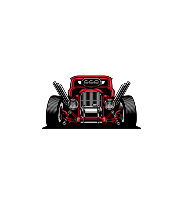 Hot Rod minta fehér pólón