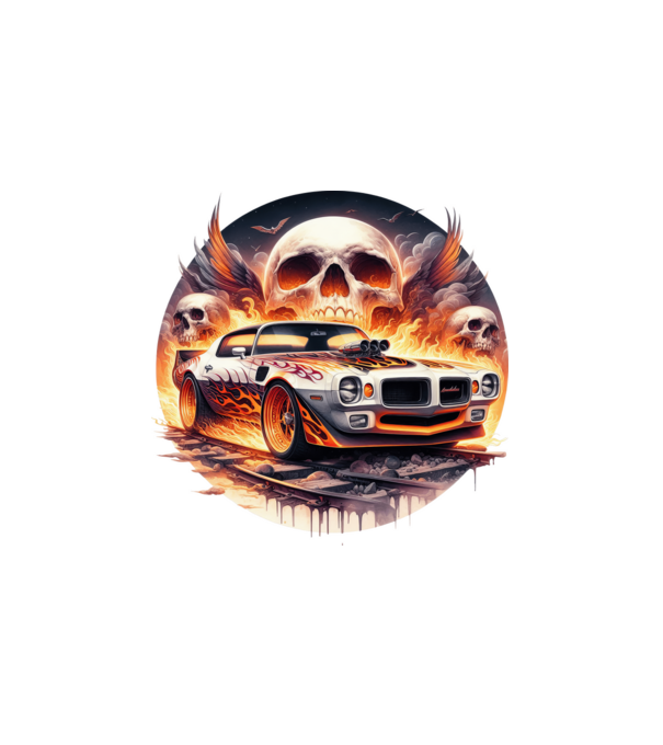 Muscle Car - Izomautó minta fehér pólón