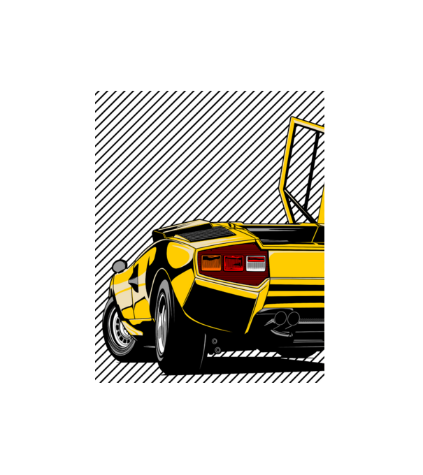 Lamborghini Countach minta fehér pólón