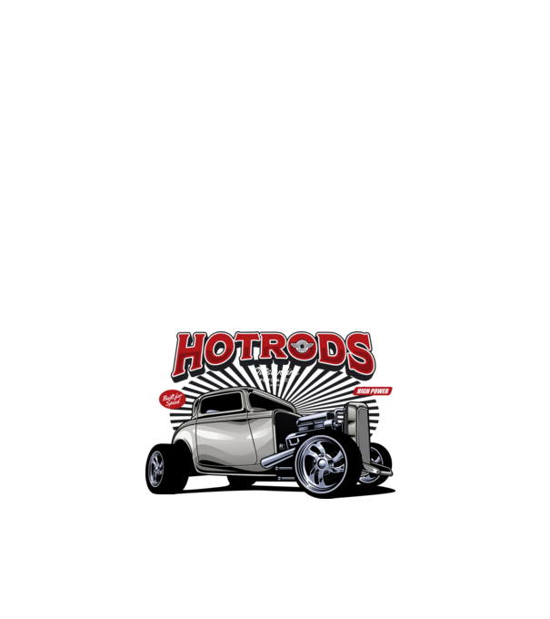 Hot Rod minta fehér pólón