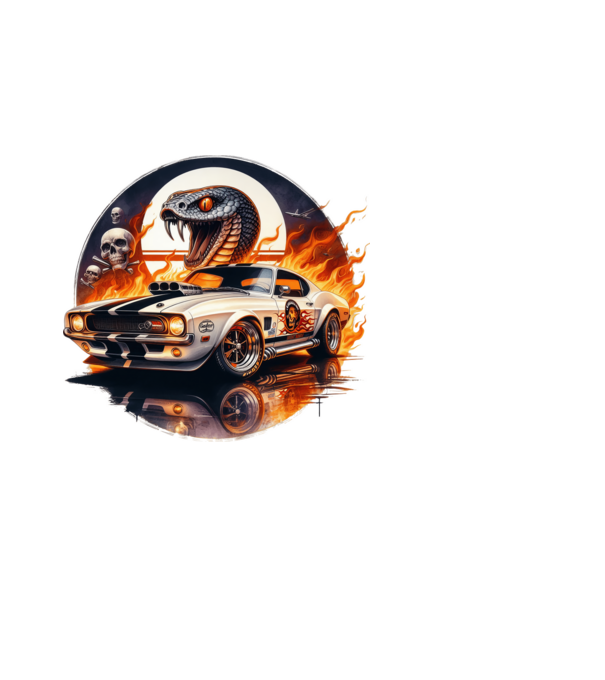 Muscle Car - Izomautó minta fekete pólón
