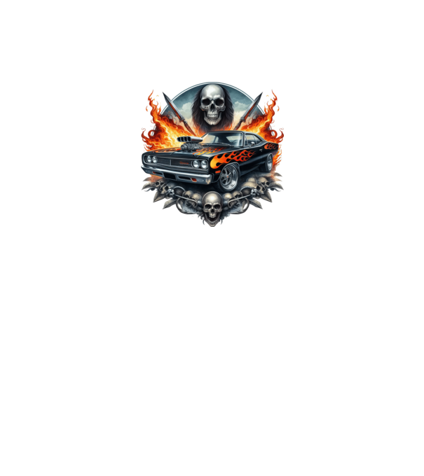 Muscle Car - Izomautó minta fekete pólón