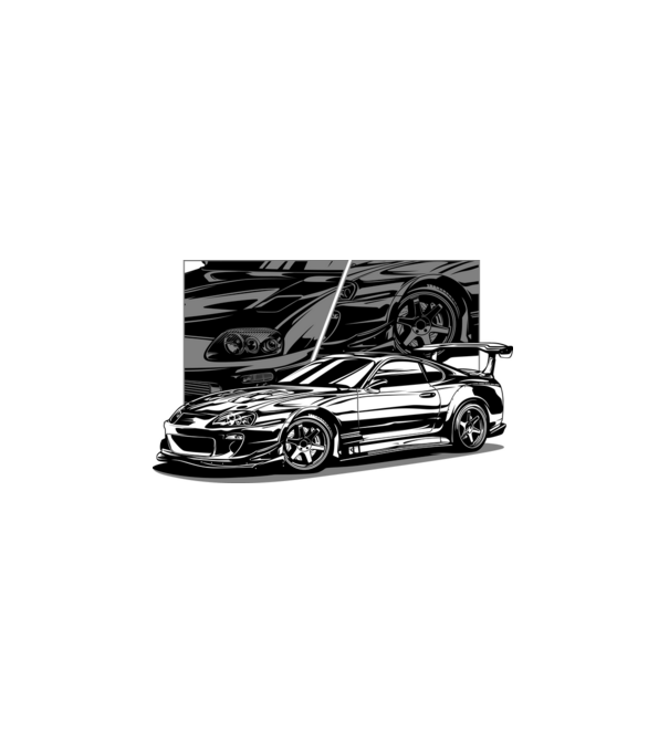 Toyota Supra minta fehér pólón