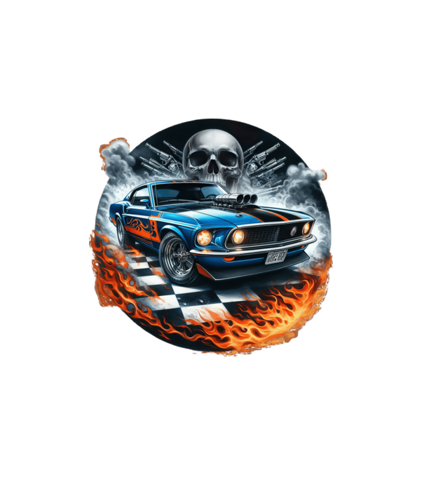 Muscle Car - Izomautó minta fehér pólón