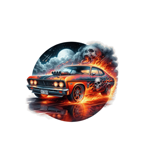 Muscle Car - Izomautó minta fehér pólón