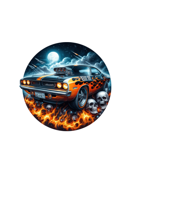Muscle Car - Izomautó minta fehér pólón