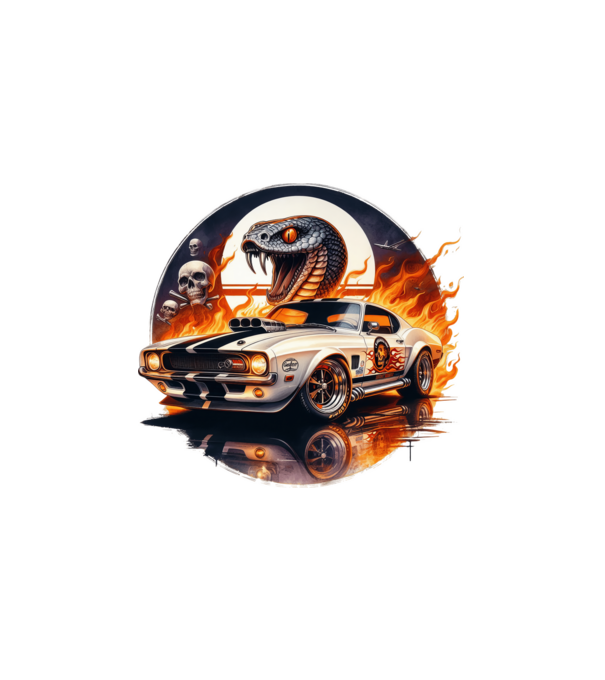 Muscle Car - Izomautó minta fehér pólón
