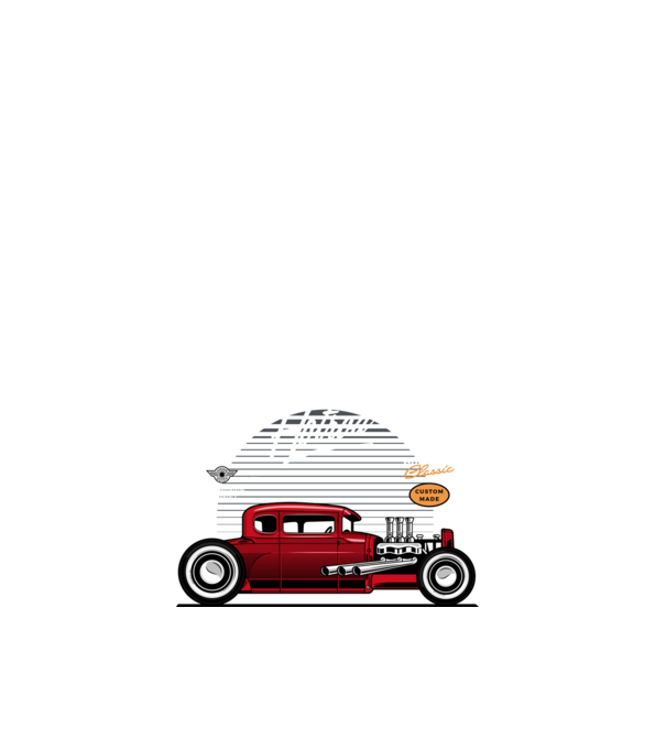 Hot Rod minta fehér pólón