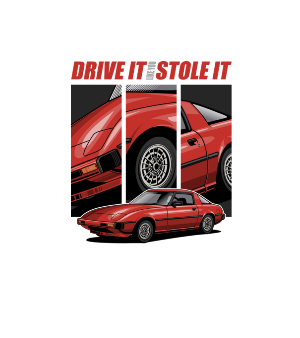 Mazda RX-7 - Drive it like you stole it minta homokszín pólón