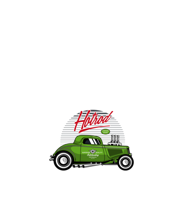 Hot Rod minta fehér pólón