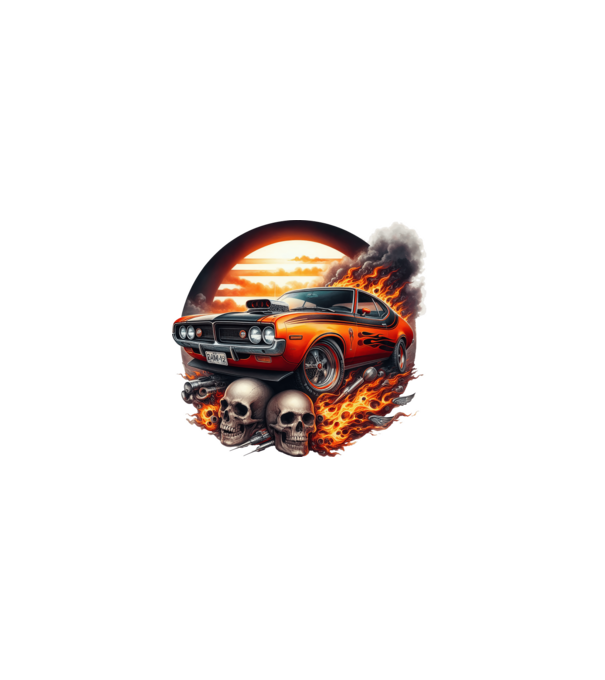 Muscle Car - Izomautó minta fekete pólón
