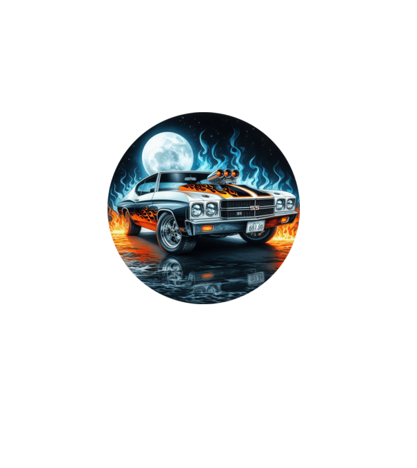 Muscle Car - Izomautó minta sötétkék pólón
