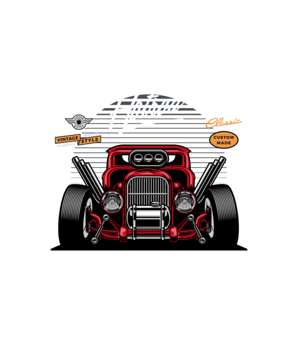 Hot Rod minta fehér pólón