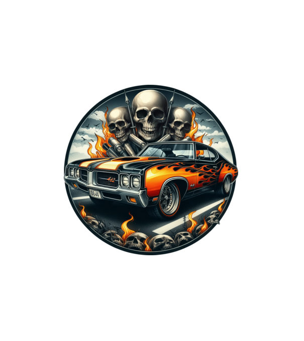 Muscle Car - Izomautó minta fehér pólón