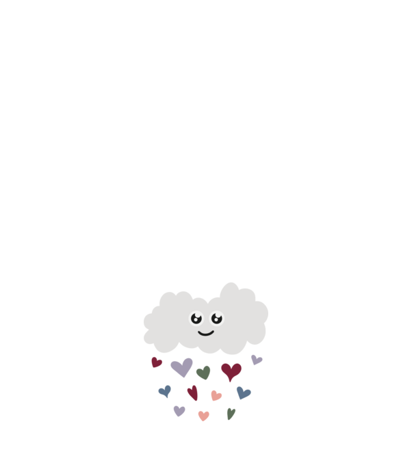 Cloud Hearts - Felhő szívek minta sötétkék pólón