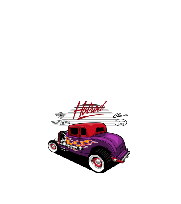 Hot Rod minta fehér pólón